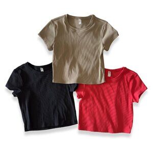 Nordstrom BP x 3 Short Sleeve Compact Rib Crop Baby Tee Size Large